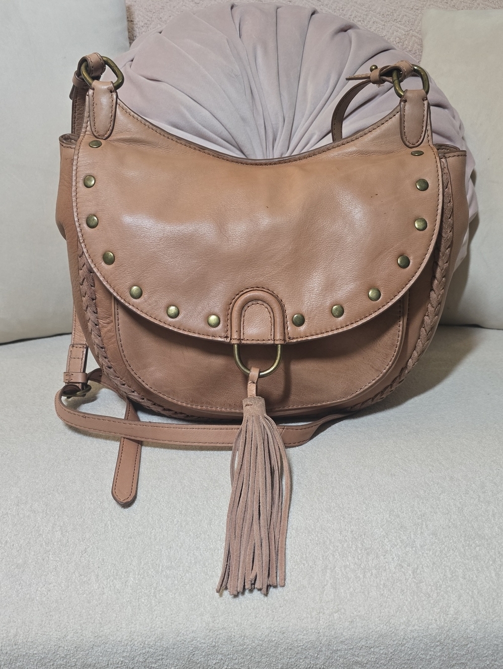 Vintage Lucky Brand Modesto Stash Leather Saddle Crossbody Bag Boho Y2K